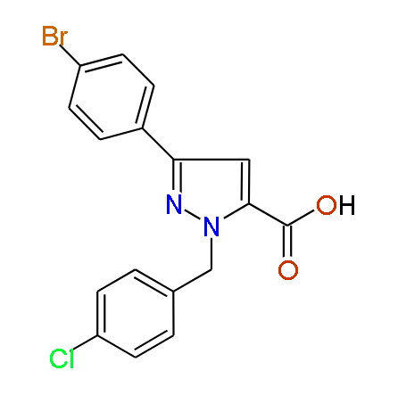 1-(4-Chlorobenzyl)-3-(4-bromophenyl)-1H-pyrazole-5-carboxylic acid, 97%