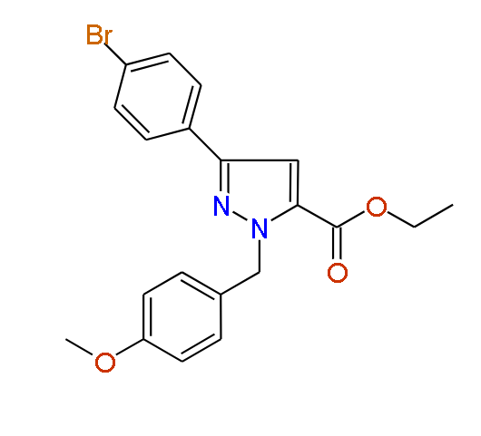 Ethyl 1-(4-methoxybenzyl)-3-(4-bromophenyl)-1H-pyrazole-5-carboxylate, 97%
