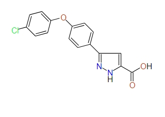3-(4-(4-Chlorophenoxy)phenyl)-1H-pyrazole-5-carboxylic acid, 97%