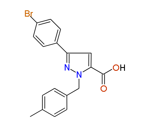 1-(4-Methylbenzyl)-3-(4-bromophenyl)-1H-pyrazole-5-carboxylic acid, 97%