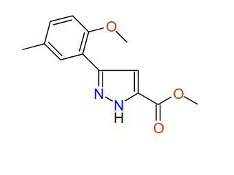 Methyl 3-(2-methoxy-5-methylphenyl)-1H-pyrazole-5-carboxylate, 97%